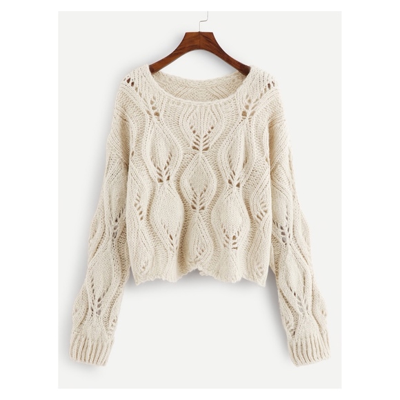 MBM Unlimited Sweaters - Cream Beige Round Neck Hollow Soft Sweater